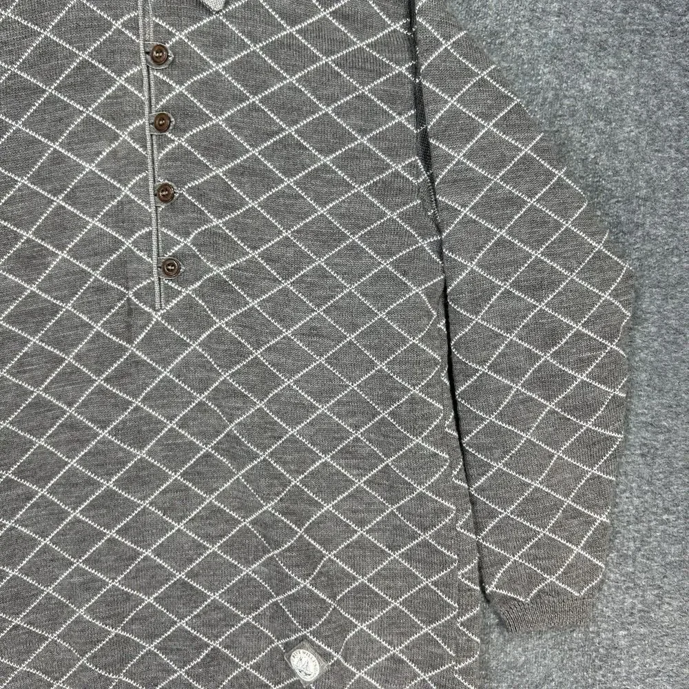 Blue Willi's Sweater Pullover Knit Mens S Gray Wool Cotton Grandpa henley‎